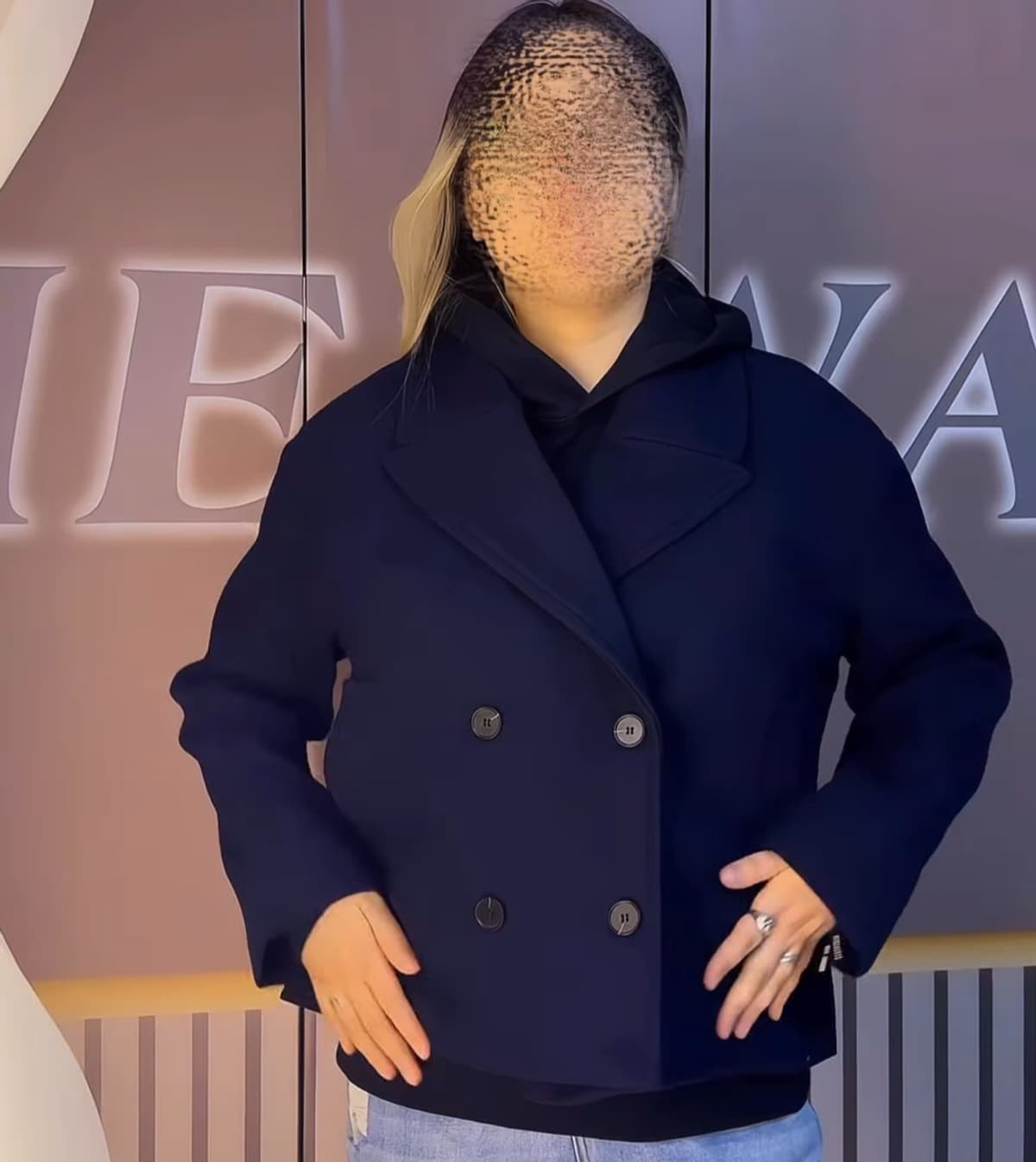 Navy хөх өнгийн богино нимгэн пальто