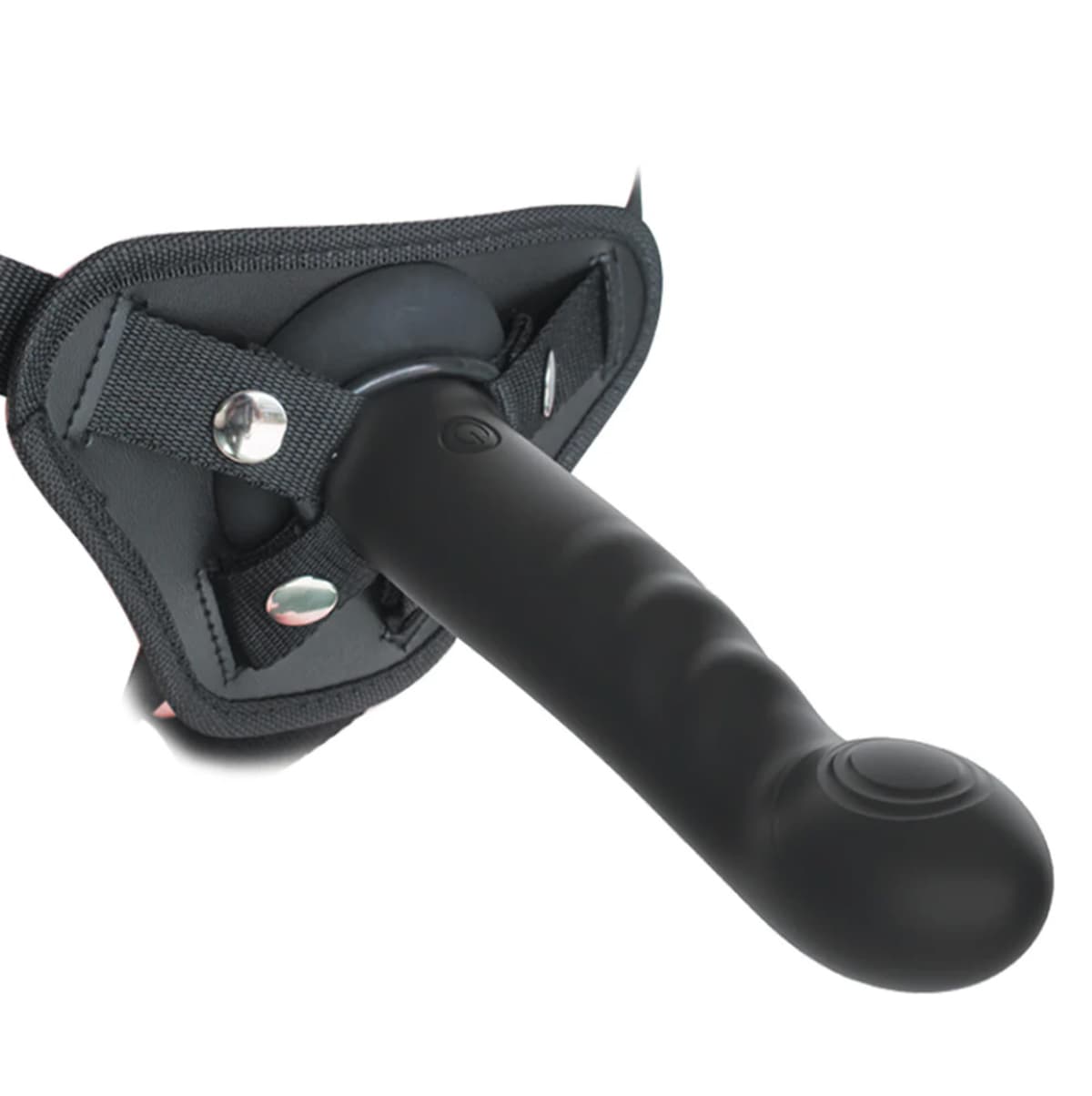 Duo-Pulse Rippled Vibrator With Strap-On Harness