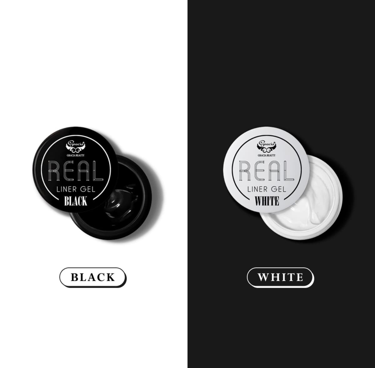 [SET] JIN.B Cream Type Real Liner Color Gel – Black & White (5g)