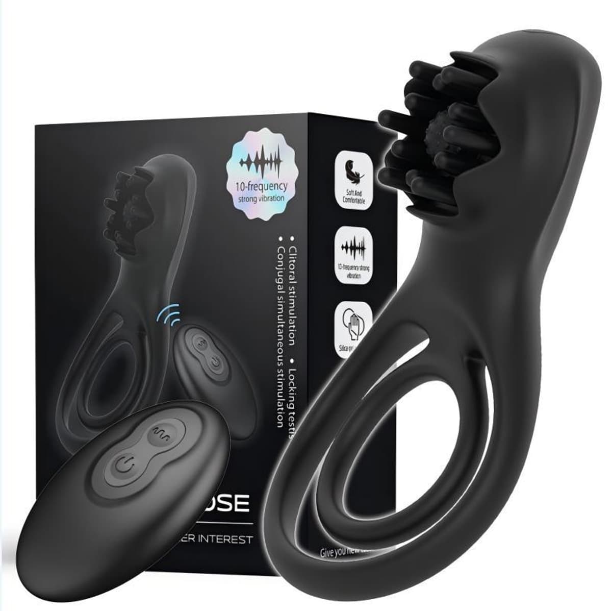 Black Rose Vibration Lock Ring